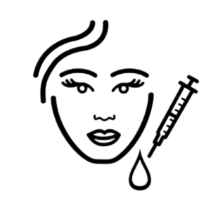 A syringe with a soft facial outline