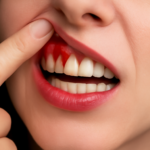 An illustration of human gums bleeding